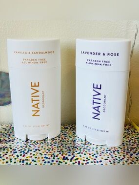 NWT Native Deodorant x 2 Aluminum Free Lavender Rose Vanilla Sandalwood Coconut